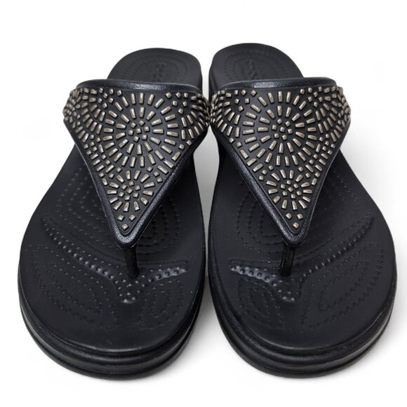 Crocs Monterey Diamante Thong Sandals Women's Mosaic Strap Everyday Casual 9 - Picture 2 of 9